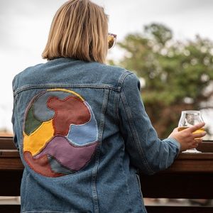 Hand embroidered and painted Jean jacket